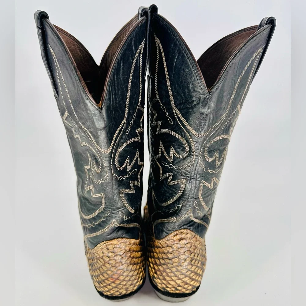 Snakeskin Cowboy Leather Boots Women's 7-7.5US Vintage - Picture 5 of 10